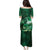 New Zealand Matariki Family Matching Puletasi and Hawaiian Shirt Maori Tui Bird Green Galaxy