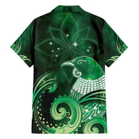 New Zealand Matariki Family Matching Summer Maxi Dress and Hawaiian Shirt Maori Tui Bird Green Galaxy