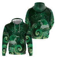 New Zealand Matariki Hoodie Maori Tui Bird Green Galaxy