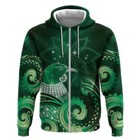 New Zealand Matariki Hoodie Maori Tui Bird Green Galaxy
