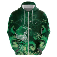 New Zealand Matariki Hoodie Maori Tui Bird Green Galaxy