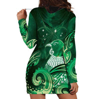 New Zealand Matariki Hoodie Dress Maori Tui Bird Green Galaxy