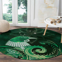 New Zealand Matariki Round Carpet Maori Tui Bird Green Galaxy