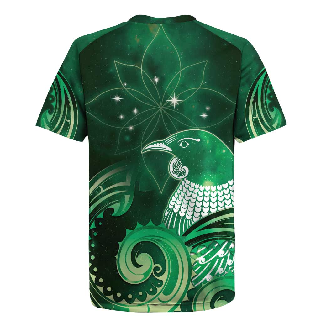 New Zealand Matariki Rugby Jersey Maori Tui Bird Green Galaxy