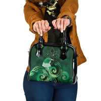 New Zealand Matariki Shoulder Handbag Maori Tui Bird Green Galaxy