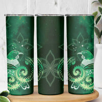 New Zealand Matariki Skinny Tumbler Maori Tui Bird Green Galaxy
