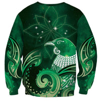 New Zealand Matariki Sweatshirt Maori Tui Bird Green Galaxy