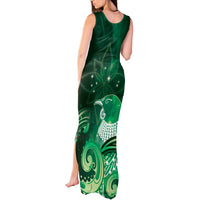 New Zealand Matariki Tank Maxi Dress Maori Tui Bird Green Galaxy