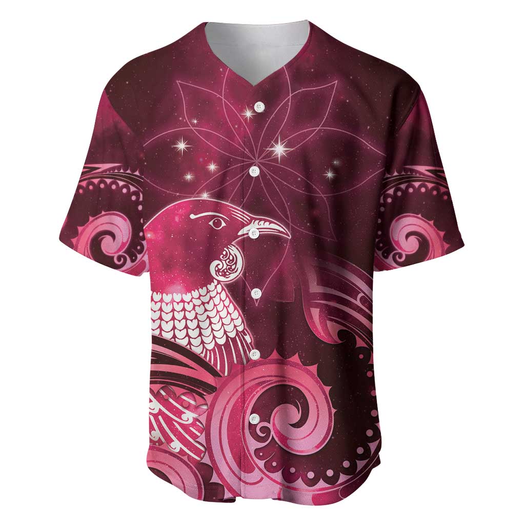 New Zealand Matariki Baseball Jersey Maori Tui Bird Magenta Galaxy