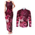 New Zealand Matariki Couples Matching Tank Maxi Dress and Long Sleeve Button Shirt Maori Tui Bird Magenta Galaxy