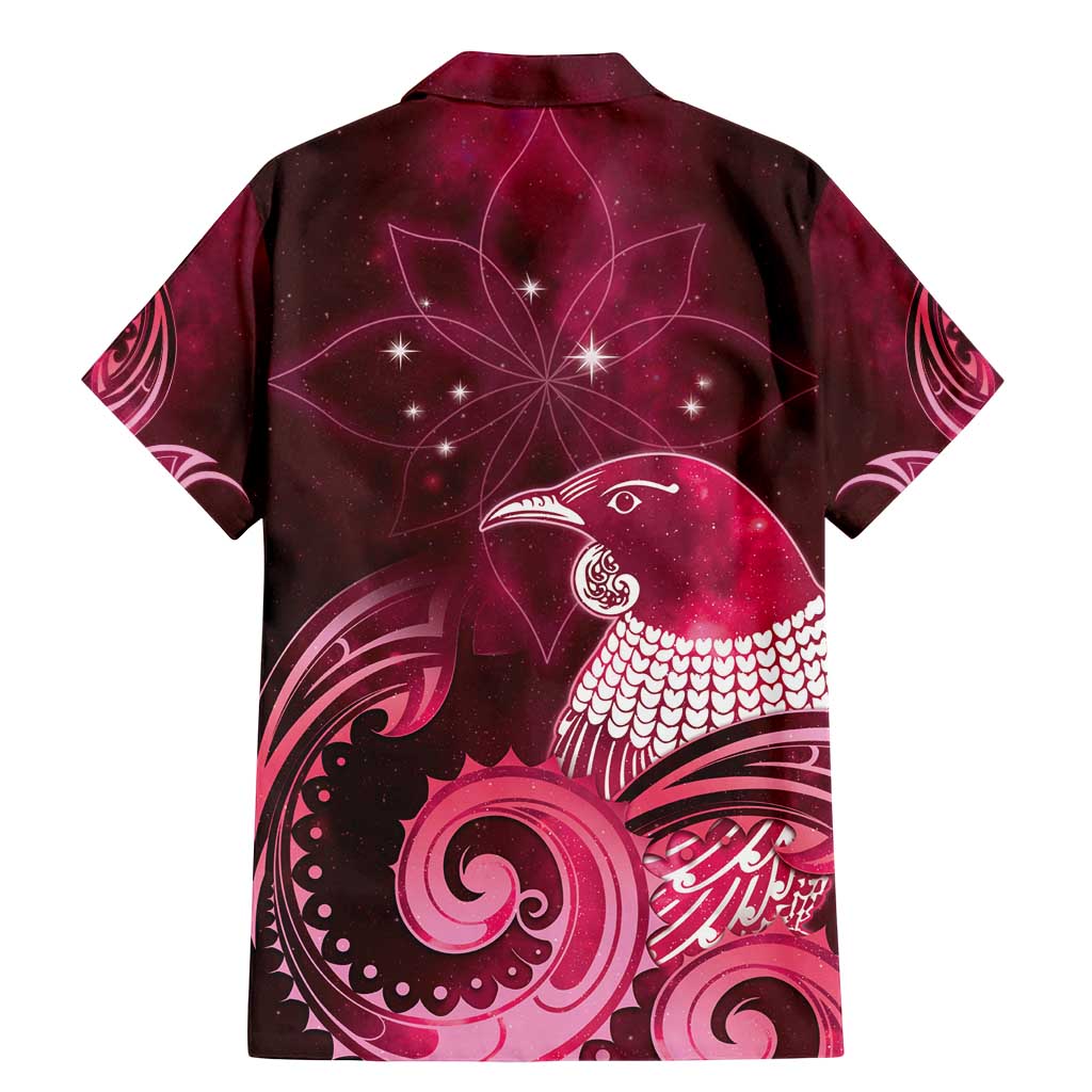 New Zealand Matariki Family Matching Mermaid Dress and Hawaiian Shirt Maori Tui Bird Magenta Galaxy