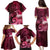 New Zealand Matariki Family Matching Puletasi and Hawaiian Shirt Maori Tui Bird Magenta Galaxy