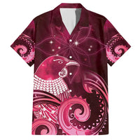 New Zealand Matariki Family Matching Short Sleeve Bodycon Dress and Hawaiian Shirt Maori Tui Bird Magenta Galaxy