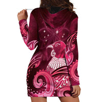 New Zealand Matariki Hoodie Dress Maori Tui Bird Magenta Galaxy