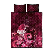 New Zealand Matariki Quilt Bed Set Maori Tui Bird Magenta Galaxy
