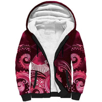New Zealand Matariki Sherpa Hoodie Maori Tui Bird Magenta Galaxy