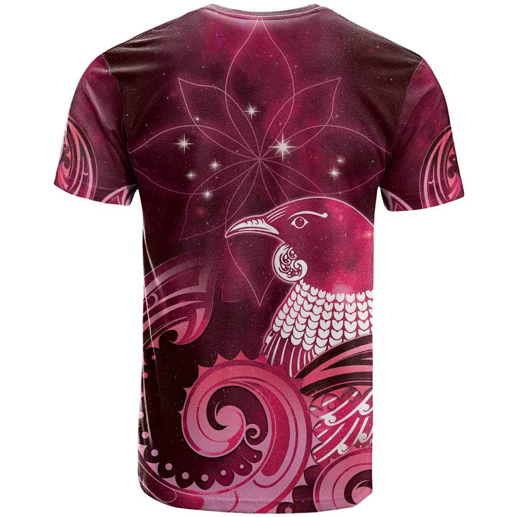 New Zealand Matariki T Shirt Maori Tui Bird Magenta Galaxy