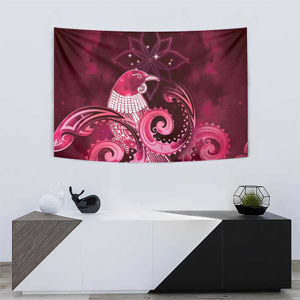 New Zealand Matariki Tapestry Maori Tui Bird Magenta Galaxy