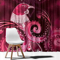 New Zealand Matariki Window Curtain Maori Tui Bird Magenta Galaxy