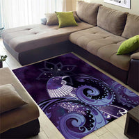 New Zealand Matariki Area Rug Maori Tui Bird Purple Galaxy