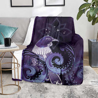 New Zealand Matariki Blanket Maori Tui Bird Purple Galaxy
