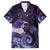 New Zealand Matariki Family Matching Off The Shoulder Long Sleeve Dress and Hawaiian Shirt Maori Tui Bird Purple Galaxy
