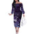 New Zealand Matariki Family Matching Off The Shoulder Long Sleeve Dress and Hawaiian Shirt Maori Tui Bird Purple Galaxy
