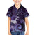 New Zealand Matariki Family Matching Off Shoulder Short Dress and Hawaiian Shirt Maori Tui Bird Purple Galaxy