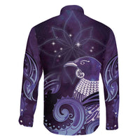 New Zealand Matariki Family Matching Puletasi and Hawaiian Shirt Maori Tui Bird Purple Galaxy