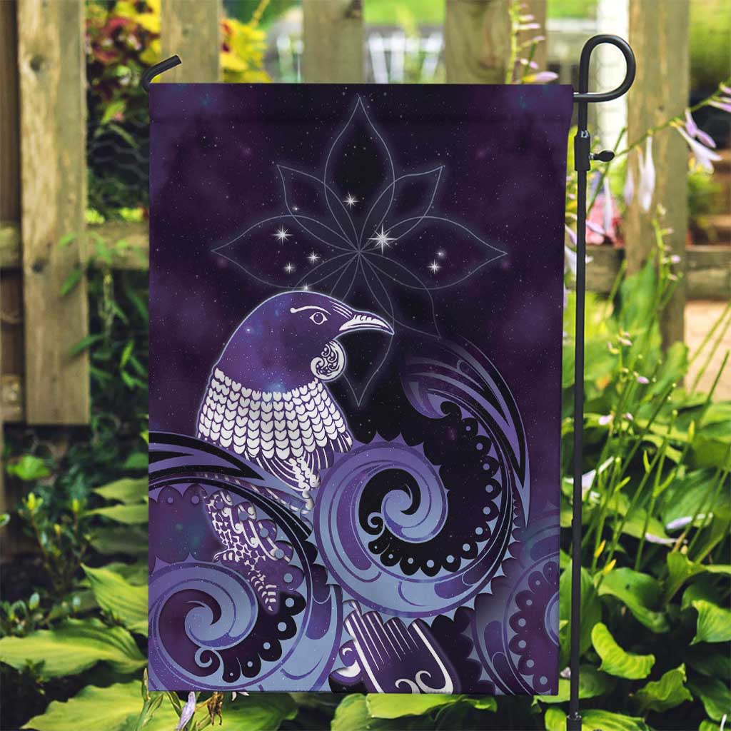 New Zealand Matariki Garden Flag Maori Tui Bird Purple Galaxy