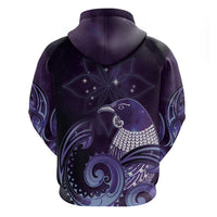 New Zealand Matariki Hoodie Maori Tui Bird Purple Galaxy