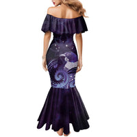 New Zealand Matariki Mermaid Dress Maori Tui Bird Purple Galaxy