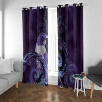 New Zealand Matariki Window Curtain Maori Tui Bird Purple Galaxy