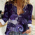 New Zealand Matariki Women Casual Shirt Maori Tui Bird Purple Galaxy