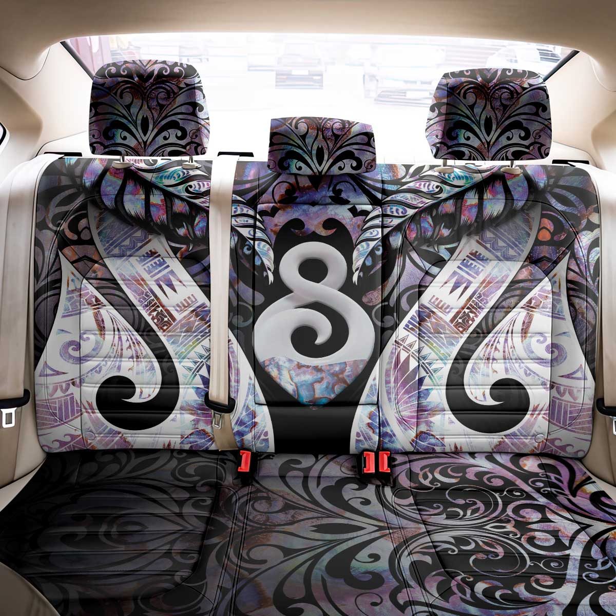 New Zealand Aotearoa Back Car Seat Cover Pikorua Single Twist Pink Paua Shell