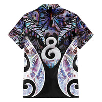 New Zealand Aotearoa Family Matching Long Sleeve Bodycon Dress and Hawaiian Shirt Pikorua Single Twist Pink Paua Shell DT05 - Polynesian Pride