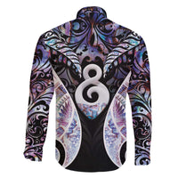 New Zealand Aotearoa Family Matching Off The Shoulder Long Sleeve Dress and Hawaiian Shirt Pikorua Single Twist Pink Paua Shell