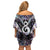 New Zealand Aotearoa Family Matching Off Shoulder Short Dress and Hawaiian Shirt Pikorua Single Twist Pink Paua Shell