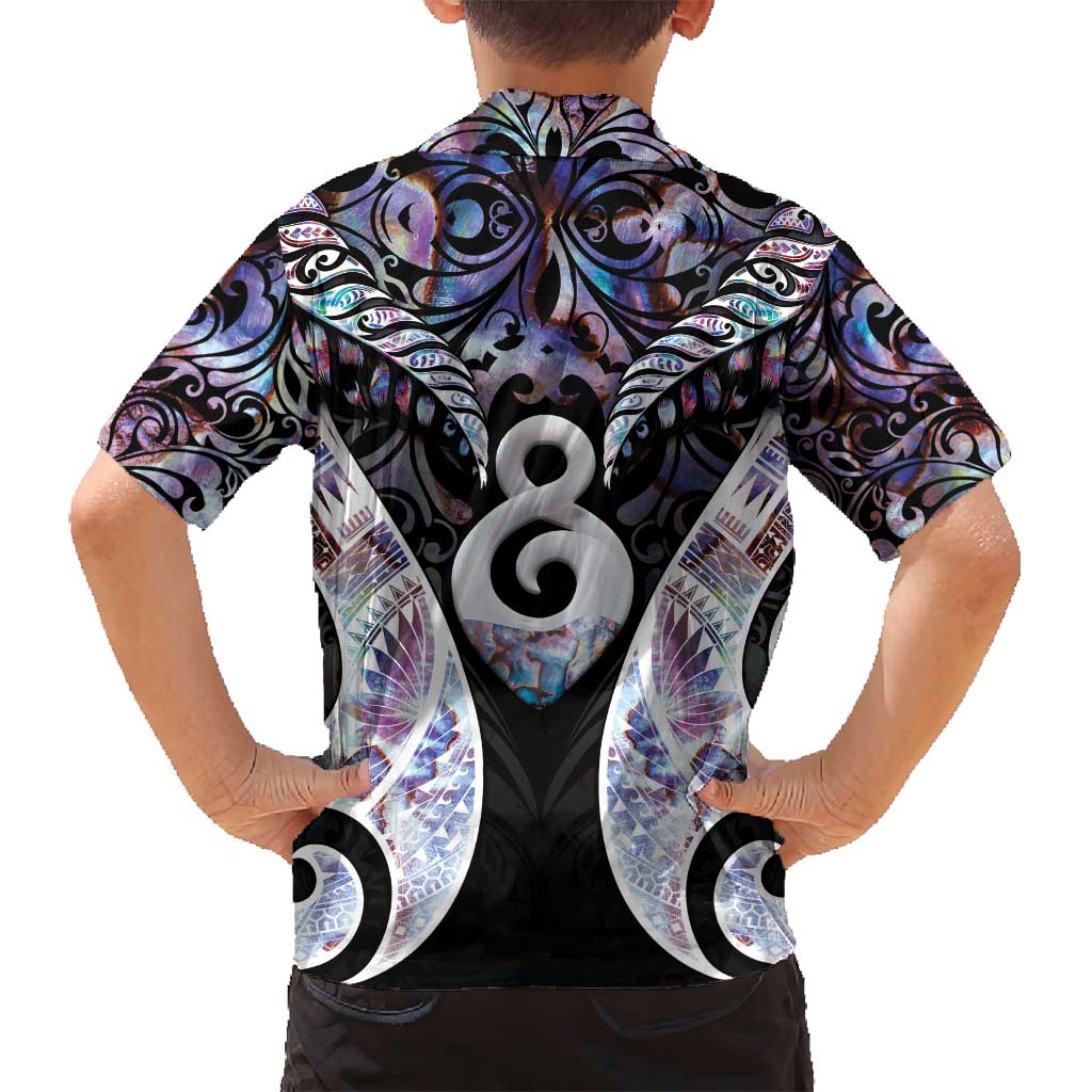 New Zealand Aotearoa Family Matching Puletasi and Hawaiian Shirt Pikorua Single Twist Pink Paua Shell