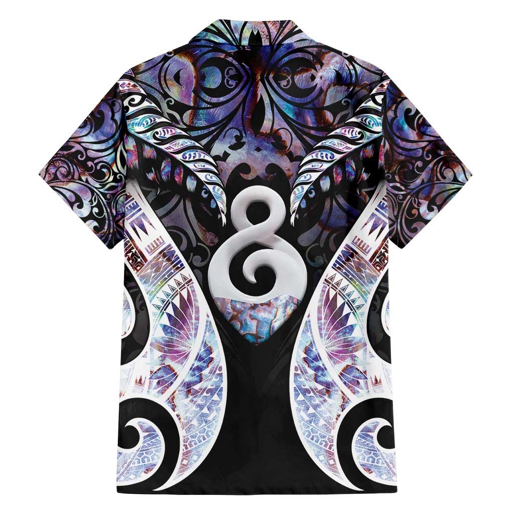 New Zealand Aotearoa Family Matching Summer Maxi Dress and Hawaiian Shirt Pikorua Single Twist Pink Paua Shell