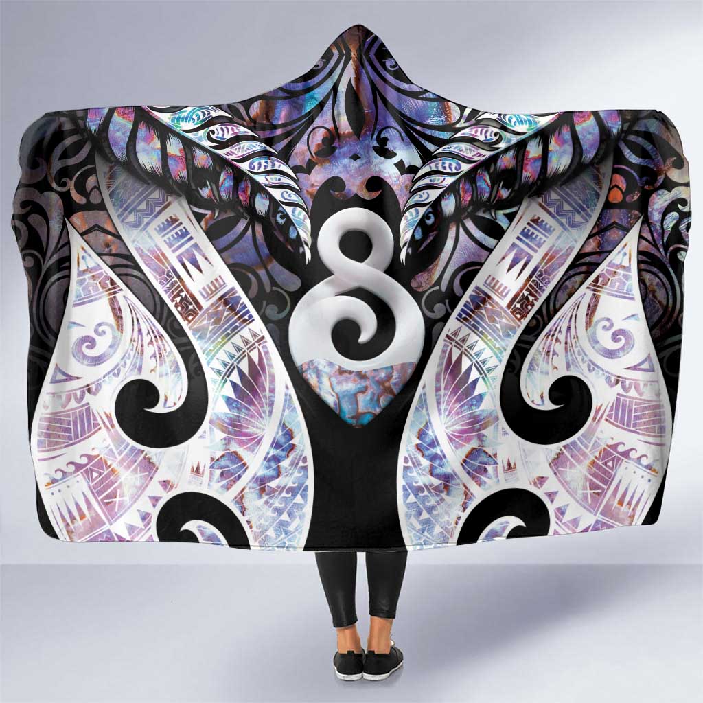 New Zealand Aotearoa Hooded Blanket Pikorua Single Twist Pink Paua Shell DT05 One Size Pink - Polynesian Pride