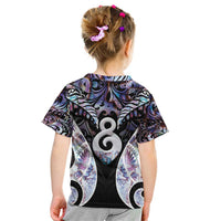New Zealand Aotearoa Kid T Shirt Pikorua Single Twist Pink Paua Shell