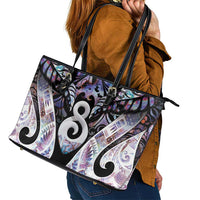 New Zealand Aotearoa Leather Tote Bag Pikorua Single Twist Pink Paua Shell