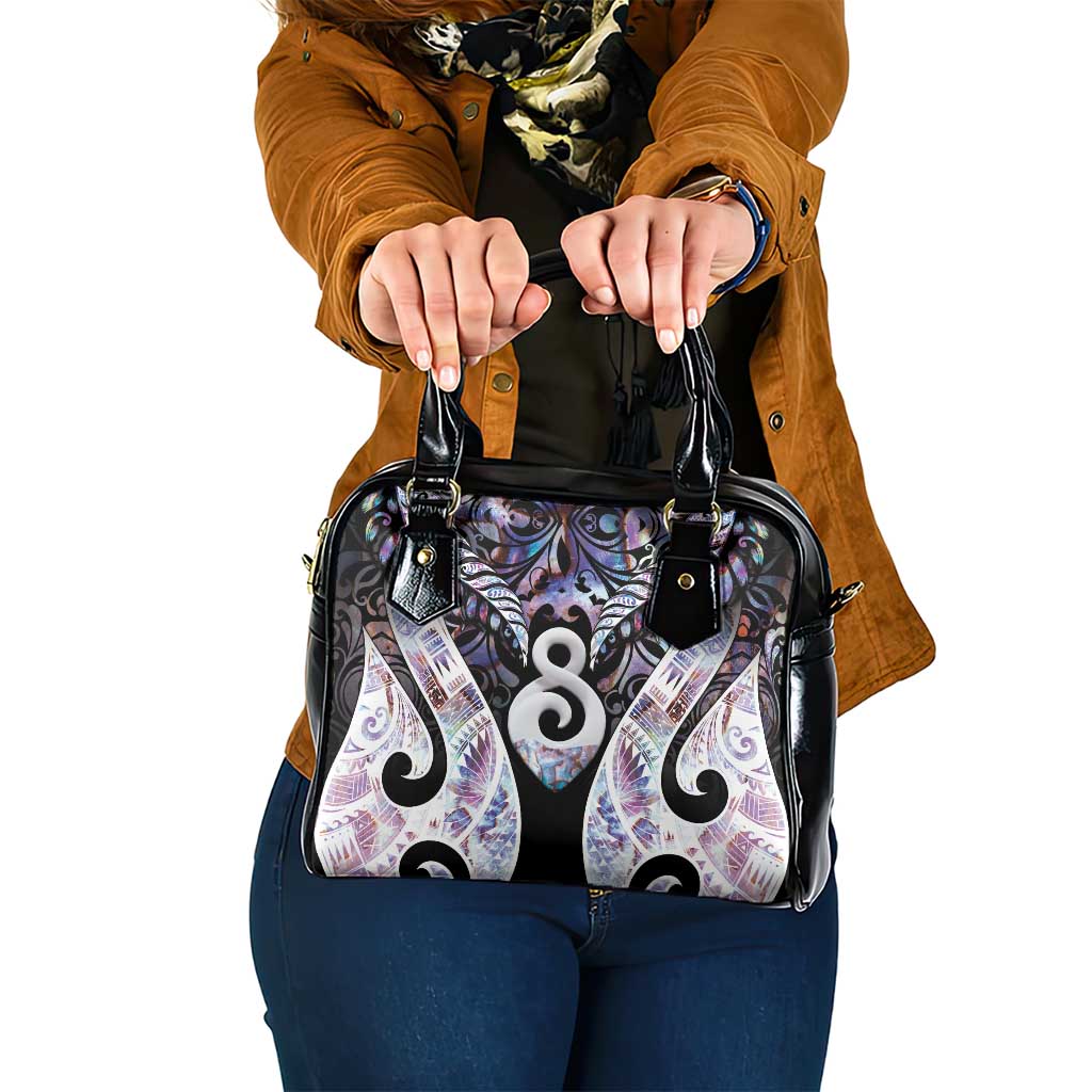New Zealand Aotearoa Shoulder Handbag Pikorua Single Twist Pink Paua Shell DT05 One Size Pink - Polynesian Pride