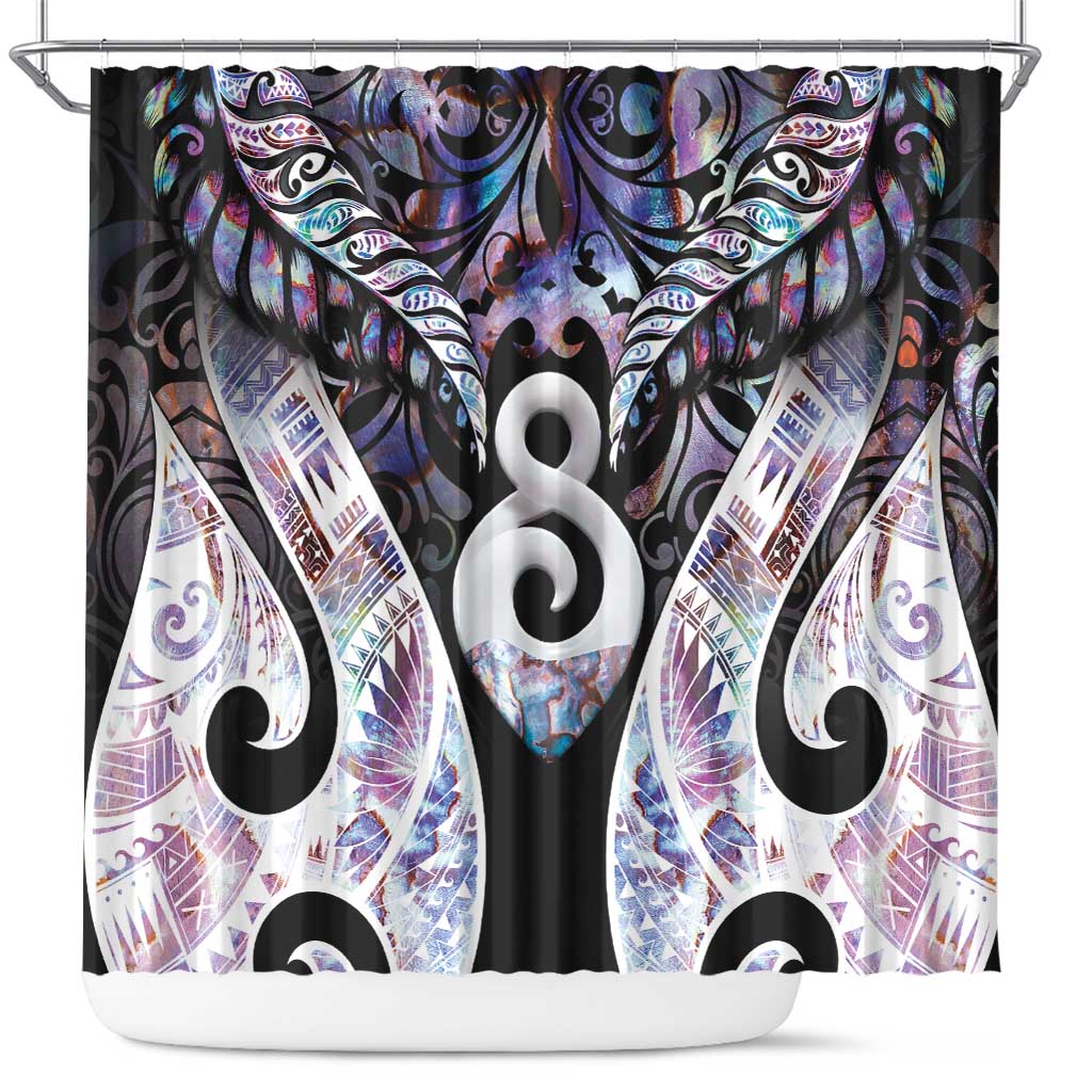 New Zealand Aotearoa Shower Curtain Pikorua Single Twist Pink Paua Shell DT05 Pink - Polynesian Pride