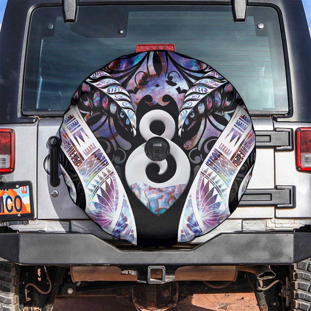 New Zealand Aotearoa Spare Tire Cover Pikorua Single Twist Pink Paua Shell DT05 Pink - Polynesian Pride