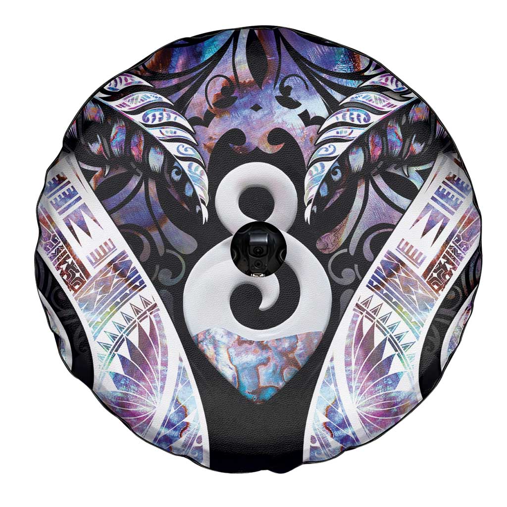 New Zealand Aotearoa Spare Tire Cover Pikorua Single Twist Pink Paua Shell