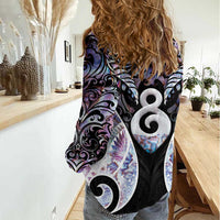 New Zealand Aotearoa Women Casual Shirt Pikorua Single Twist Pink Paua Shell