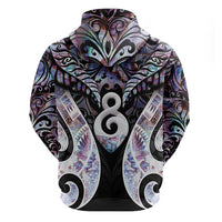 New Zealand Aotearoa Zip Hoodie Pikorua Single Twist Pink Paua Shell