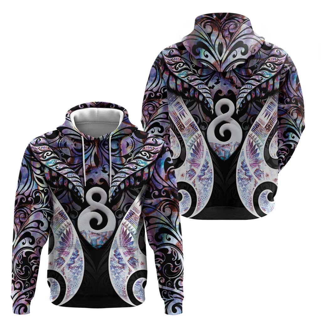 New Zealand Aotearoa Zip Hoodie Pikorua Single Twist Pink Paua Shell